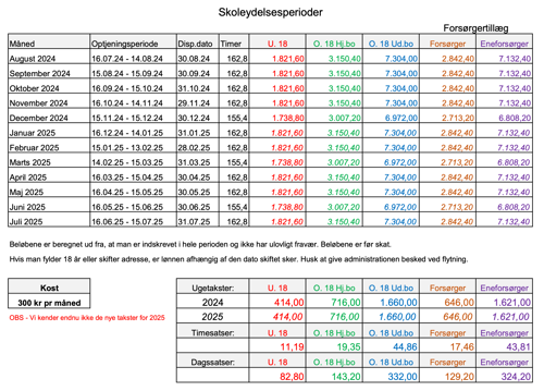 Skoleydelse skoleåret 2024/2025