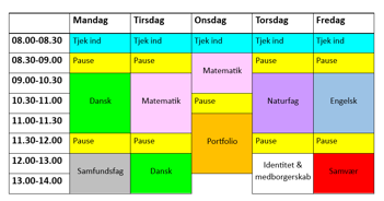 Eksempel på ugeskema AGU-hybrid